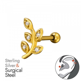 Leaf Branch Piercing Gold Vermeil