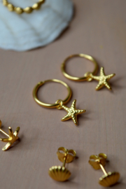 Hanging Starfish Hoops Gold Vermeil