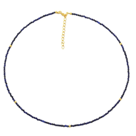 Lapis Lazuli Beaded Necklace Gold Vermeil