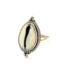 Cowrie Shell Ring Sterling Silver