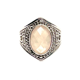 Faceted Rose Quartz Ring Sterling Silver