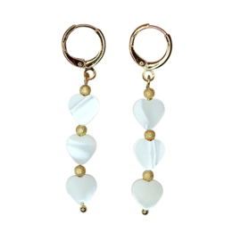 Triple Heart Schelp Oorbellen - Gold Plated