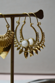 Bohemian Maansteen Oorbellen - Brass