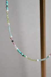 Multi Stone Beaded Necklace Sterling Silver
