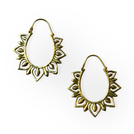 Lotus Hoop Earrings Brass