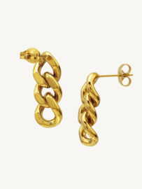 Curb Link Oorstekers - Stainless Steel Goud