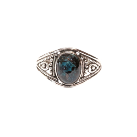 Oval Chrysocolla Filigree Ring Sterling Silver