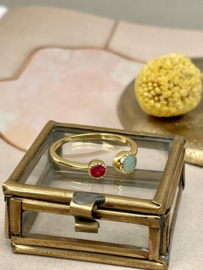 Amazonite/ Ruby Two Stone Ring Gold Vermeil / Muja Juma