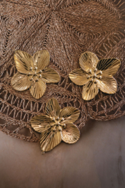 Gouden Bloesem Bedel - Stainless Steel Gold Plated