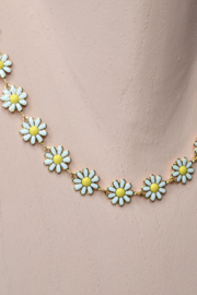 White  Daisy Charm Necklace Gold Plated
