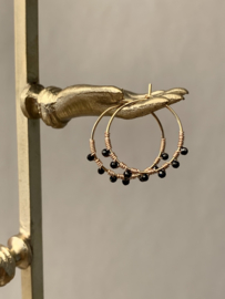 Beaded Hoops Onyx