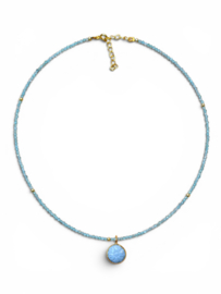 Apatiet en Blauw Opaal Ketting - Gold Vermeil