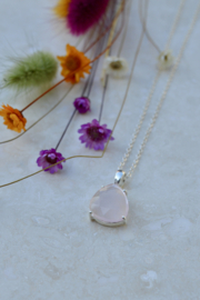 Rose Quartz Necklace Sterling Silver