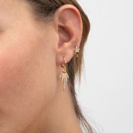 Feather Hoop Earrings - Zirconia - Sterling Silver Oorbellen