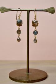 Lyani Labradoriet Oorbellen - Gold Plated