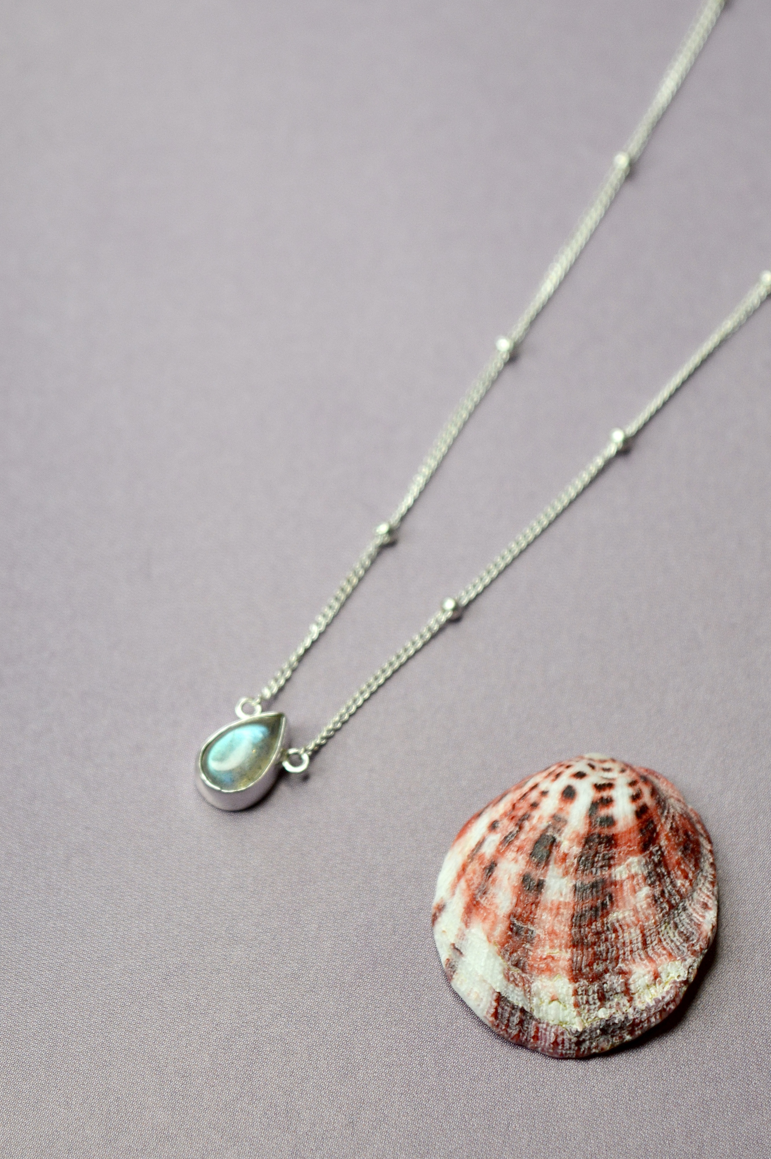 Raindrop Shaped Labradorite Necklace Sterling Silver