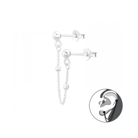 Ball and Chain Studs Sterling Silver