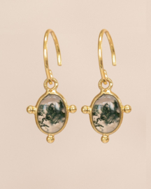Armelle Moss Agate Gold Vermeil Earrings / Muja Juma