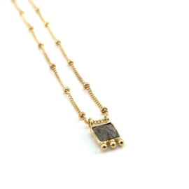 Square Labradorite Gold Vermeil Necklace / Muja Juma 