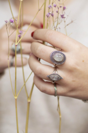 Moonstone Star Gazer Ring Sterling Silver