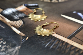 Hippie Sun Hoop Earrings Brass