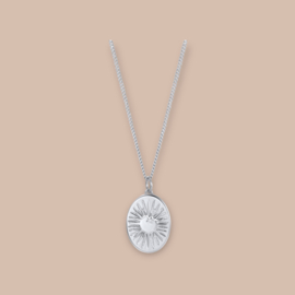 Oval Sun Necklace Sterling Silver / Ketting