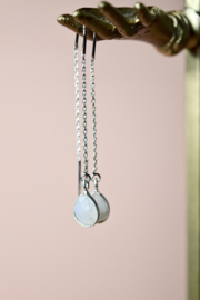 Rani Drops Moonstone Chain Earrings – Silver Plated