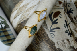 Moss Agate Star Gazer Ring Gold Vermeil