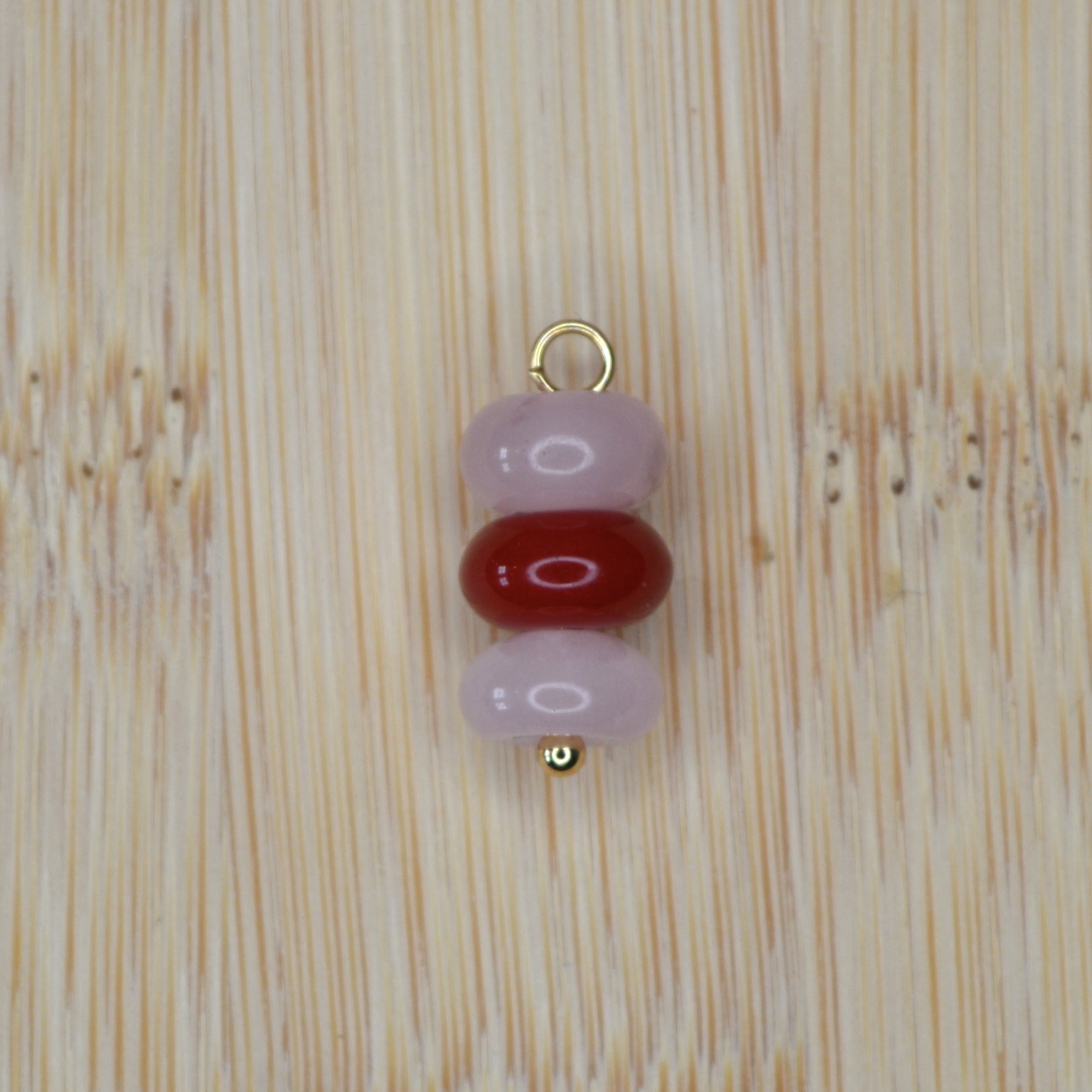 Jade 3-Stone Pendant Pink/ Red