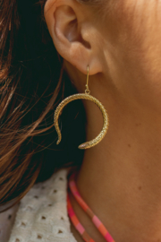 Moon Shaped Snake Earrings Brass