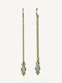Opal Drops Earchains - Gold Plated