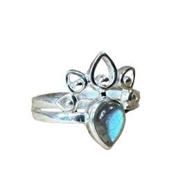 Lotus Crown Ring Labradorite Sterling Silver 17.25