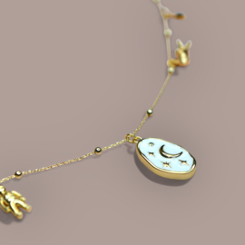 To The Moon Charm Necklace Gold Plated
