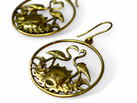 Crane Love Earrings Brass