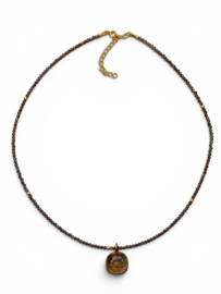 Rookkwarts Fumé Flor Ketting - Gold Vermeil