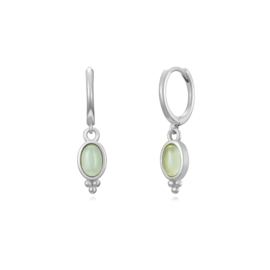 Oval Chalcedony Hoops Sterling Silver Oorbellen