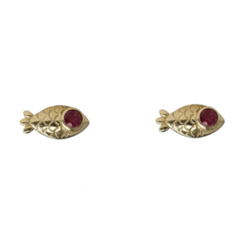 Ruby Fish Ear Studs Gold Vermeil/ Muja Juma