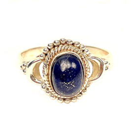 Oval Lapis Lazuli Boho Ring Sterling Silver