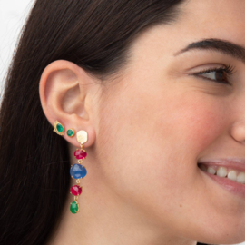 Green Onyx Studs Gold Vermeil