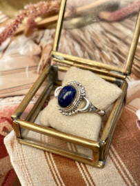 Oval Lapis Lazuli Boho Ring Sterling Silver