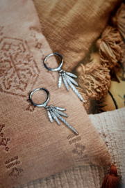 Feather Hoop Earrings - Zirconia - Sterling Silver Oorbellen