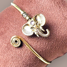 Tribal Ganesha Amethist Bangle Brass