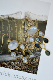 Pune Long Gemstone Earrings Gold Vermeil
