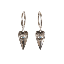 Heart Eye Hoop Earrings Sterling Silver / Oorbellen