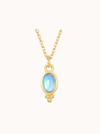 Oval 3-Dots Moonstone Necklace - Gold Vermeil