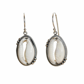 Dotted Cowrie Shell Earrings /Sterling Silver