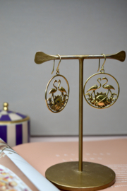 Crane Love Earrings Brass