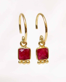 Square Ruby Gold Vermeil Earrings / Muja Juma