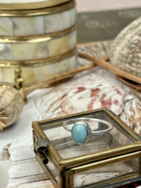 Oval Larimar Ring Sterling Silver