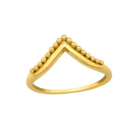 Beaded 'V' Ring Gold Vermeil